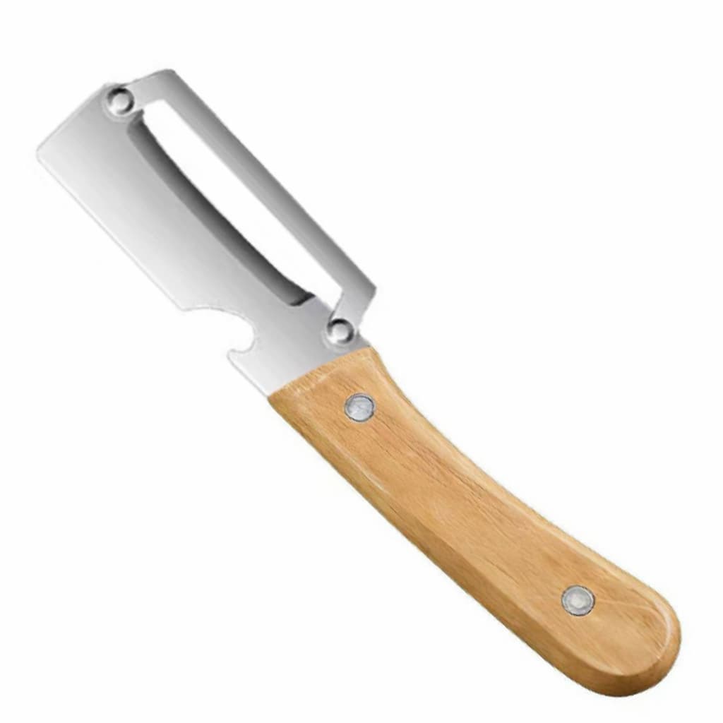 Multi-functional Green Onion Cutter, Household Peeler, Grater, Bottle Opener, Kitchen Gadget, Sharp, Portable, Wooden Handle, 3-in-1