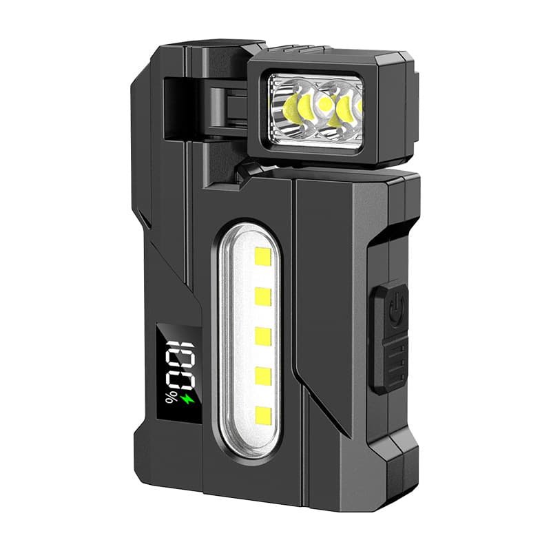Cross-border Flashlight Work Light New Magnetic Work Light USB Charging Digital Display Multi-Angle Rotatable Red and Blue Warning
