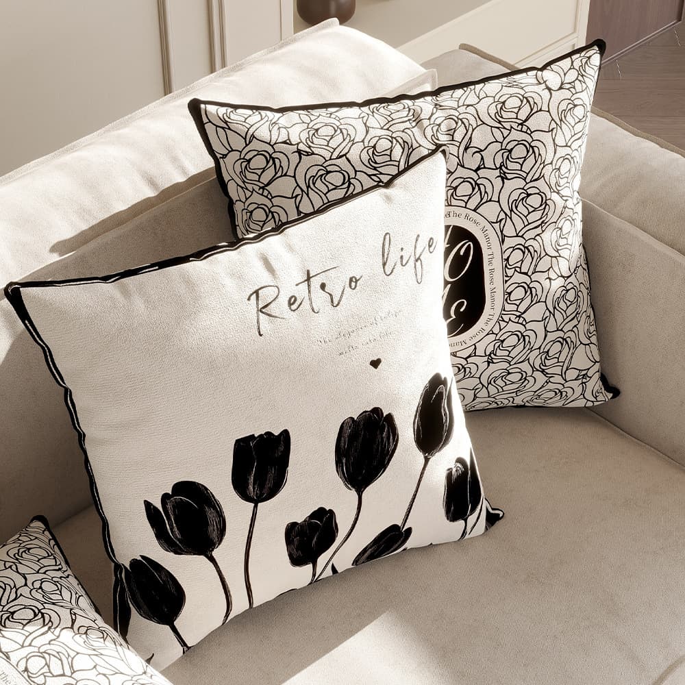 Nordic Sofa Throw Pillow for Living Room with Insert, Ins Style Modern Minimalist Decor Black and White High-End Light Luxury