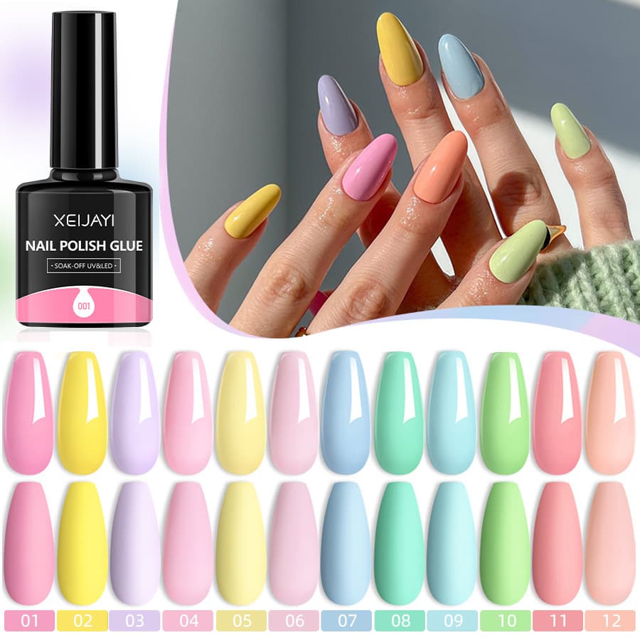 12-Color Cream Candy Nail Art Gel Set Nail Polish Factory Wholesale Matte Finish Drying Sealing Strengthening Twelve Colors