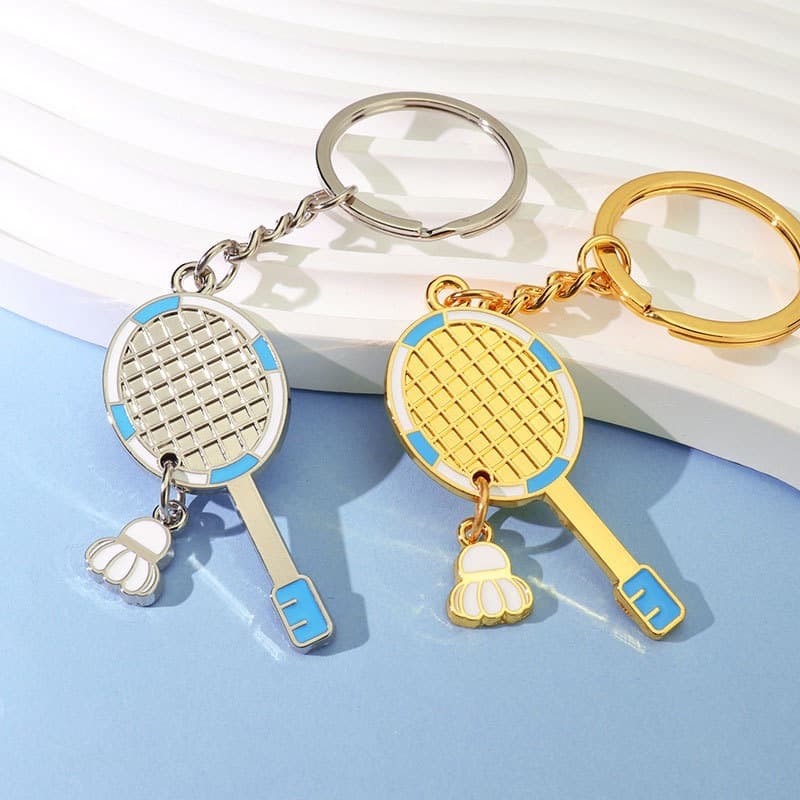 Yiwu Creative New Ping Pong Paddle Keychain Mini Racket Keychain Tennis Badminton Sports Racket Small