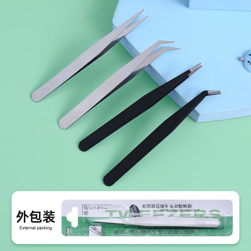 9cm Stainless Steel Tweezers, Straight and Curved Tweezers for Card Packaging, Journal Clips, Card Clips, Jewelry Clips