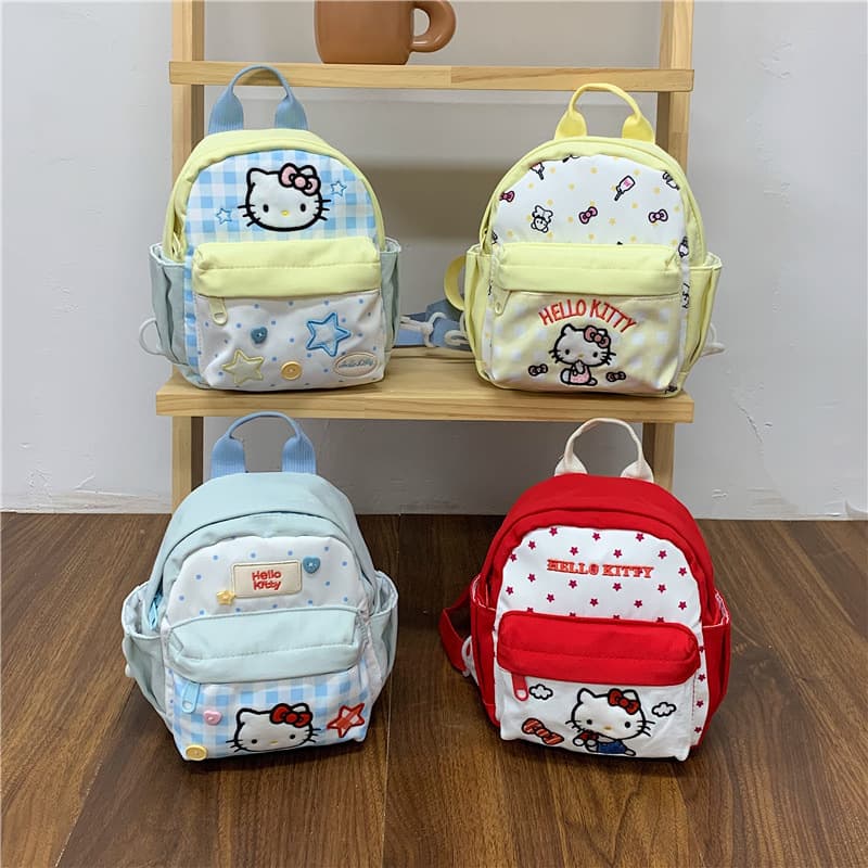 Three Cute Kitty Embroidery Backpack 2026 New Korean Style Versatile Casual Outdoor Parent-Child Small Backpack