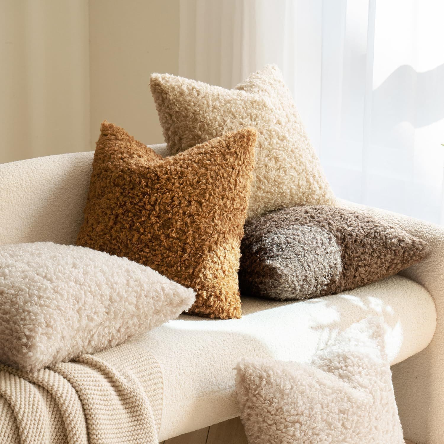 Amazon Teddy Fleece Pillowcase, Thick and Soft Lambswool, Solid Color, Modern Minimalist Nordic Style, Sofa Cushion, Cross-border E-commerce