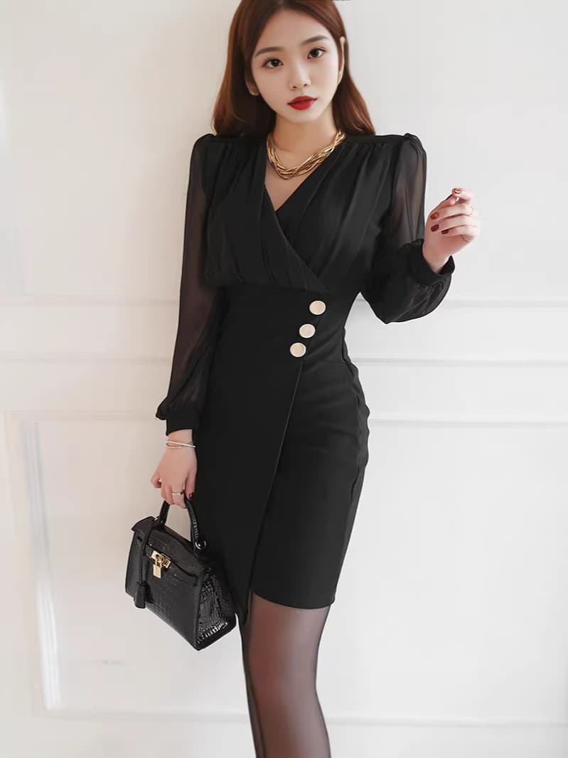 Cross-border Office Lady Elegant Dress for Women Long Sleeve Spring New Arrival Goddess Style Bodycon Dress Autumn Fashion