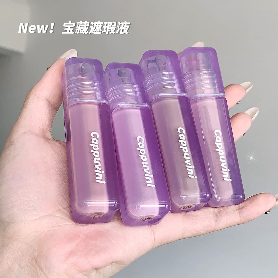 Cappuvini Small Purple Tube Foundation and Concealer, Sets Makeup, Covers Acne Scars, Dark Circles, Blackheads, Natural Brightening