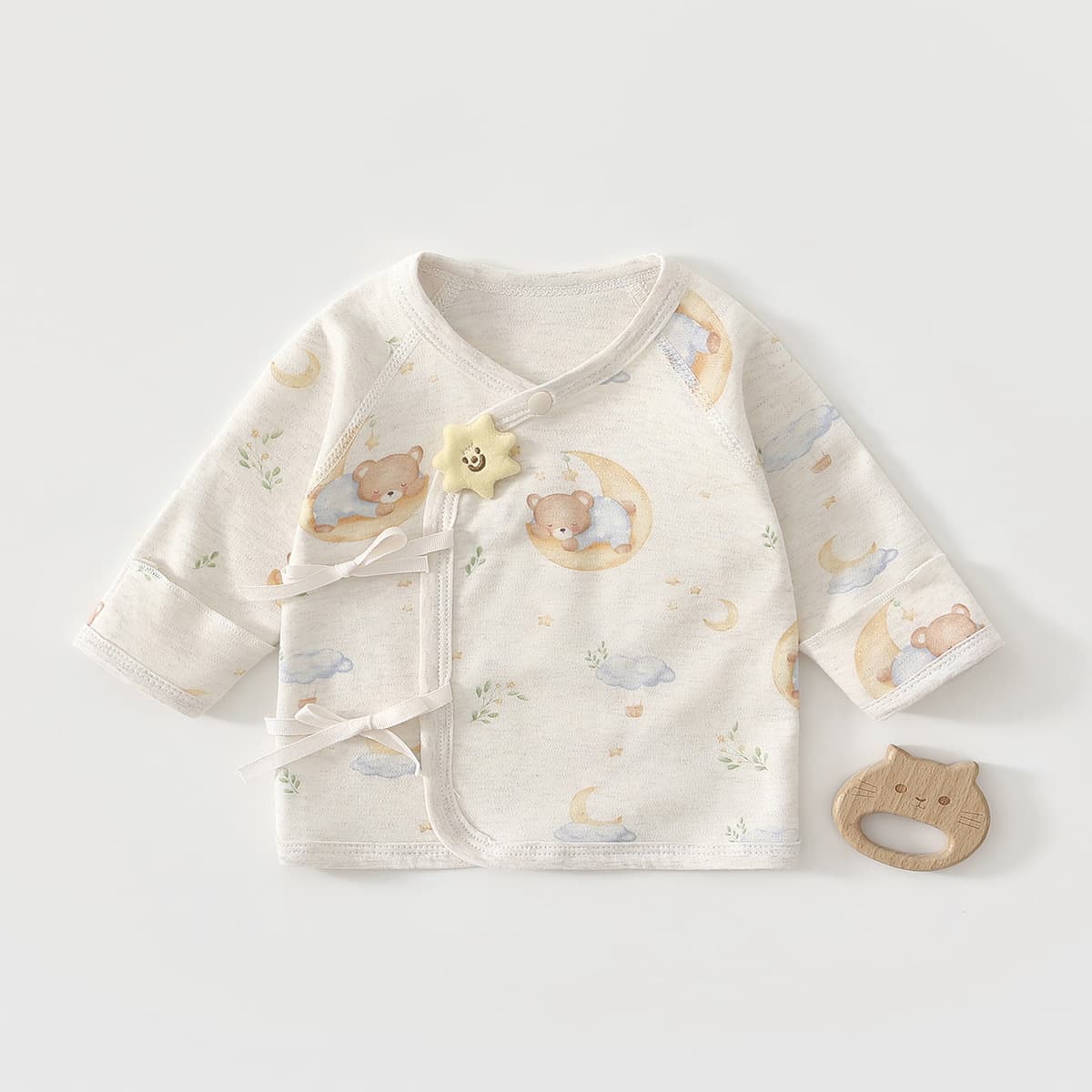 Baby Cotton Half-Back Bodysuit Class A Pure Cotton 0-3 Months Newborn Long-Sleeve Top Spring/Autumn
