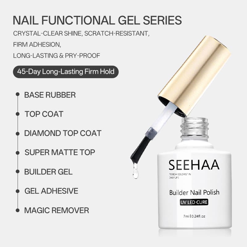 Nail Function Gel Wholesale No-Wipe Crystal Top Coat, Reinforcement Gel, Durable and Wear-Resistant Tempered Matte Top Coat, Removable Base Gel