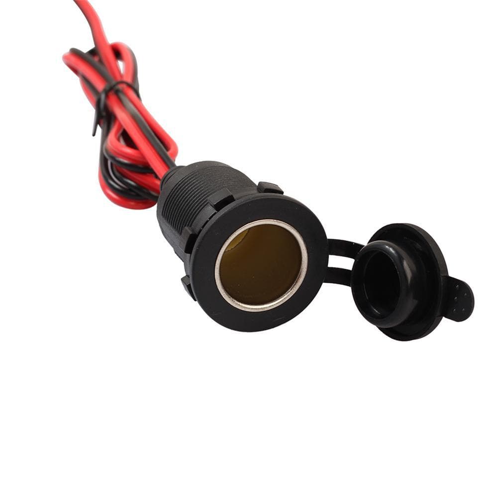 12V Waterproof Car Cigarette Lighter Socket with 100CM Wire, Power Socket Accessory for Car, Boat, Motorcycle, Tractor
