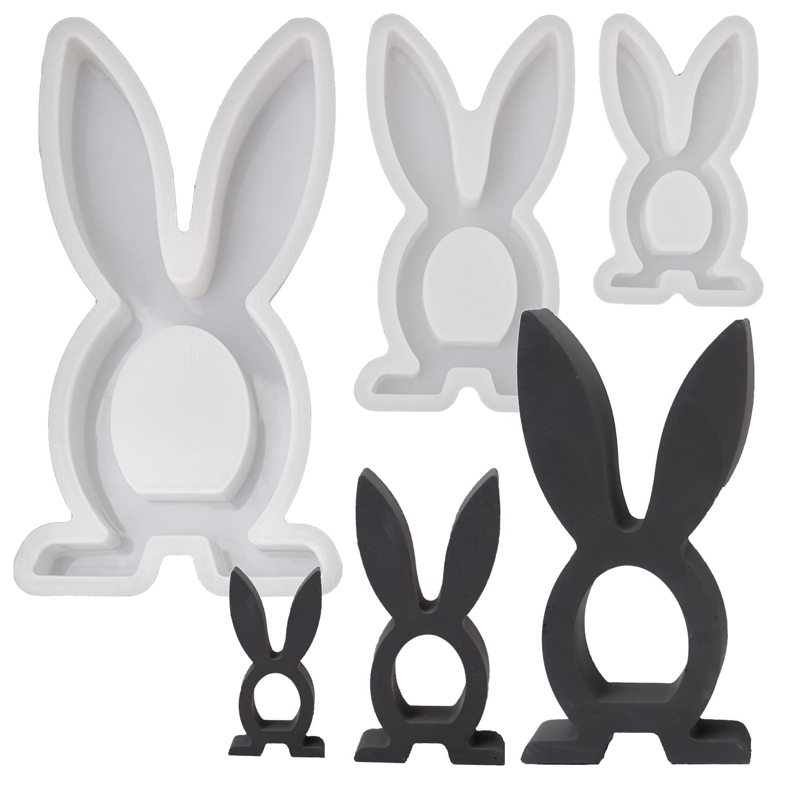 Big Ear Rabbit Silicone Mold Decorative Ornament Plaster Silicone Mold Easter Ornament Holiday