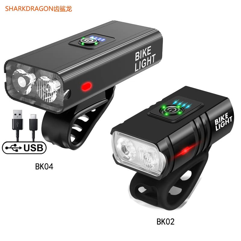 Cross-border New 2*T6 Bike Front Light with USB Charging, Smart Display, Waterproof Outdoor Cycling Light