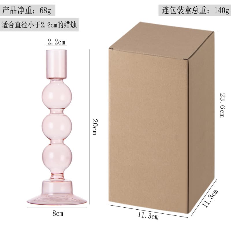 European Light Luxury Candle Holder Ambiance Hotel Decoration Ornament Colorful Candy Color Transparent High Borosilicate Glass Candle Stand