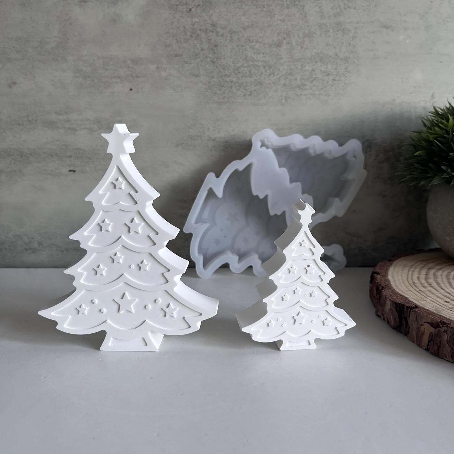 Erlian Large and Small Christmas Tree Silicone Mold Christmas Decoration Plaster Glue Mold