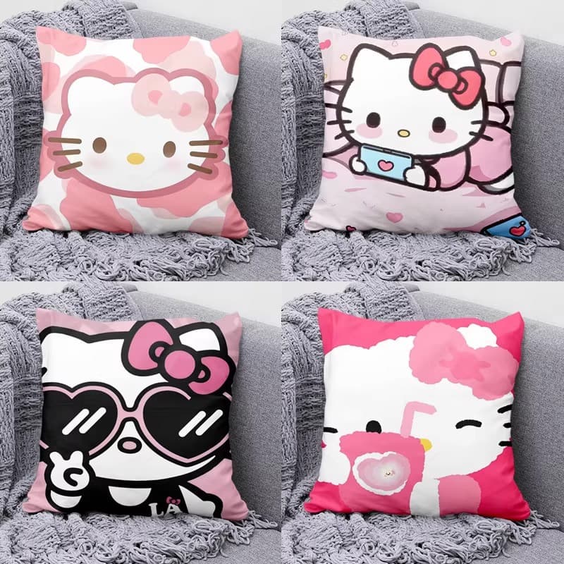 Hello Kitty Cute Cartoon Pillow for Girls, Room Decor, KT Cat Pillow for Sofa and Living Room
