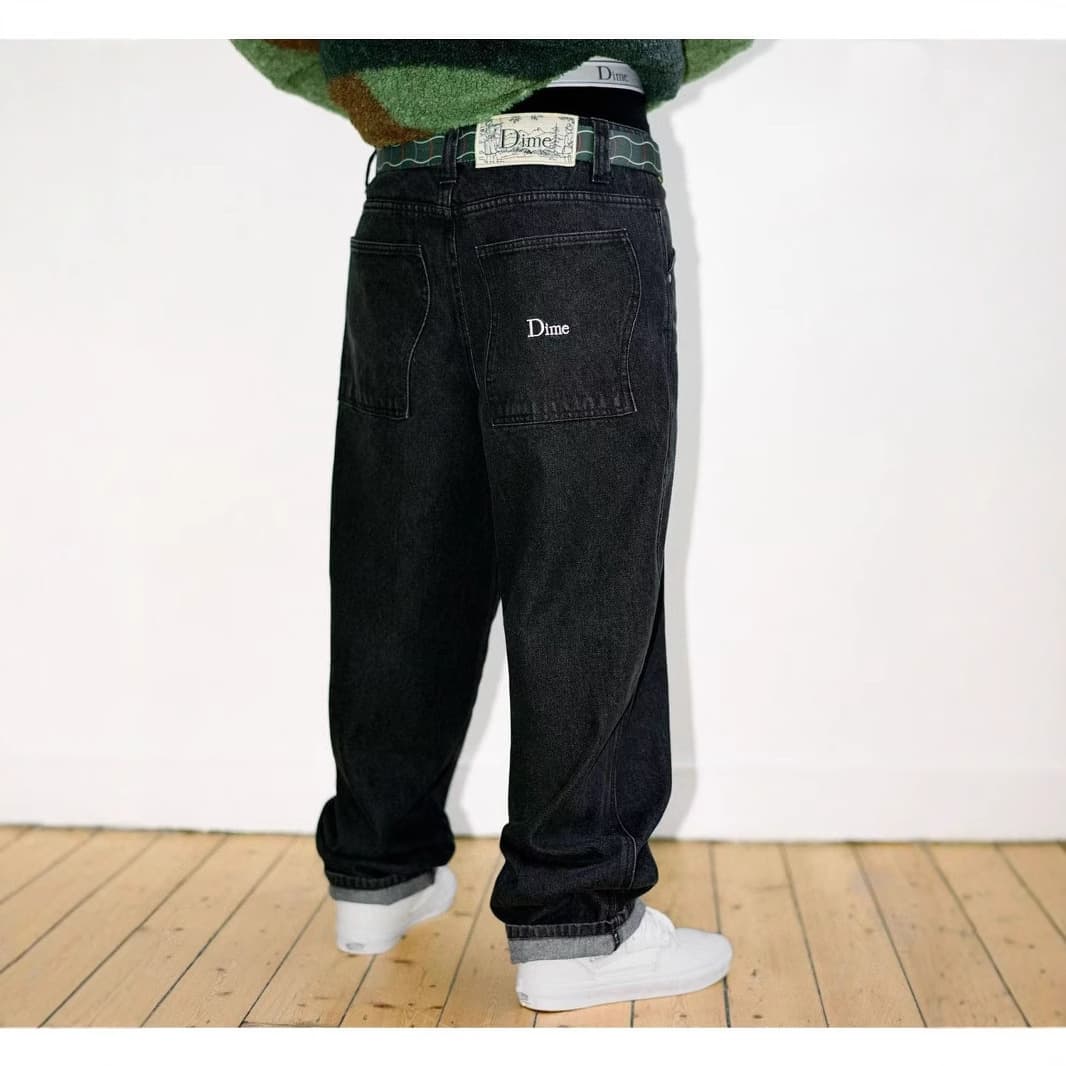 Street Skateboarding Dime Baggy Straight Loose Casual Denim Pants Washed Denim Long Pants for Men American Style