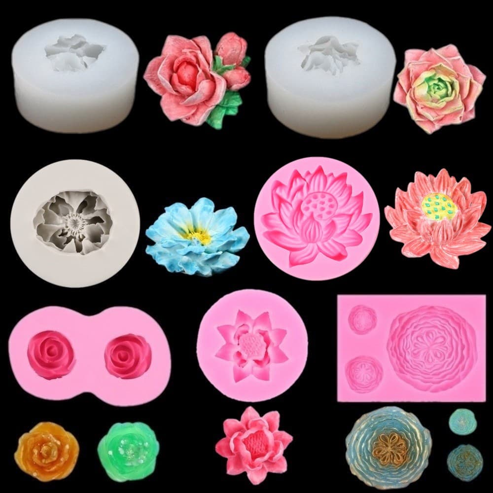 DIY Succulent Flower Chocolate Cake Baking Mold, Rose & Butterfly Orchid Scented Candle Plaster Silicone Mold