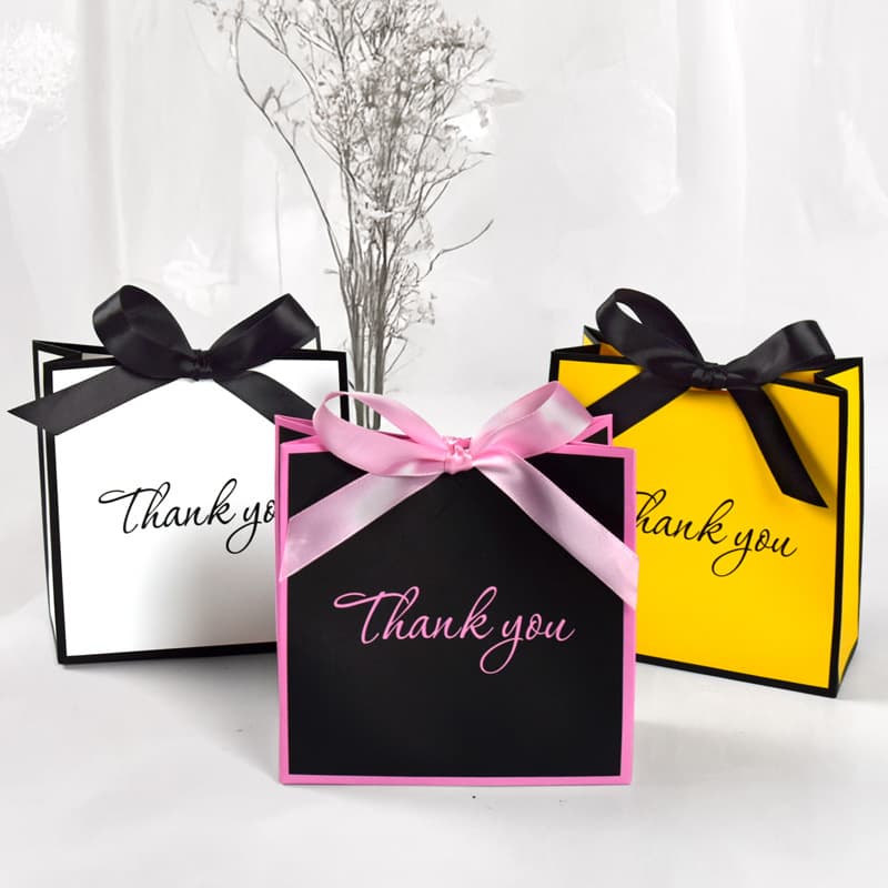 Cross-border Simple Multi-color Bow Handbag Stock Tie Scarf Mini Gift Tote Bag 10pcs/pack