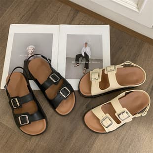 Shopee Cross-Border E-commerce Wholesale Summer Fashion Beach Shoes New Roman Flat Outdoor Anti-Slip Sandals Slippers Women