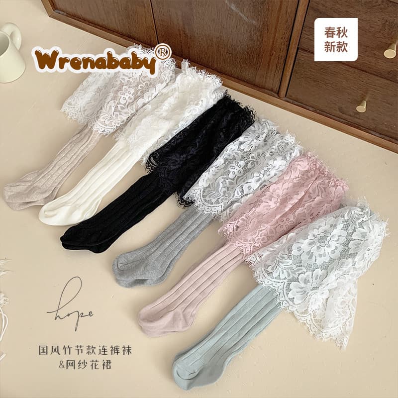 Chinese Style Bamboo Joint Children's Lace Skirt Pantyhose Spring and Autumn A-Class High-Waist Baby Ins Style Large Pp Leggings