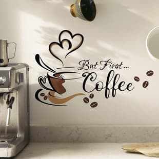 Creative Coffee Wall Sticker, Study Bedroom Entryway Home Decor Decal, Self-Adhesive, Wholesale for Export