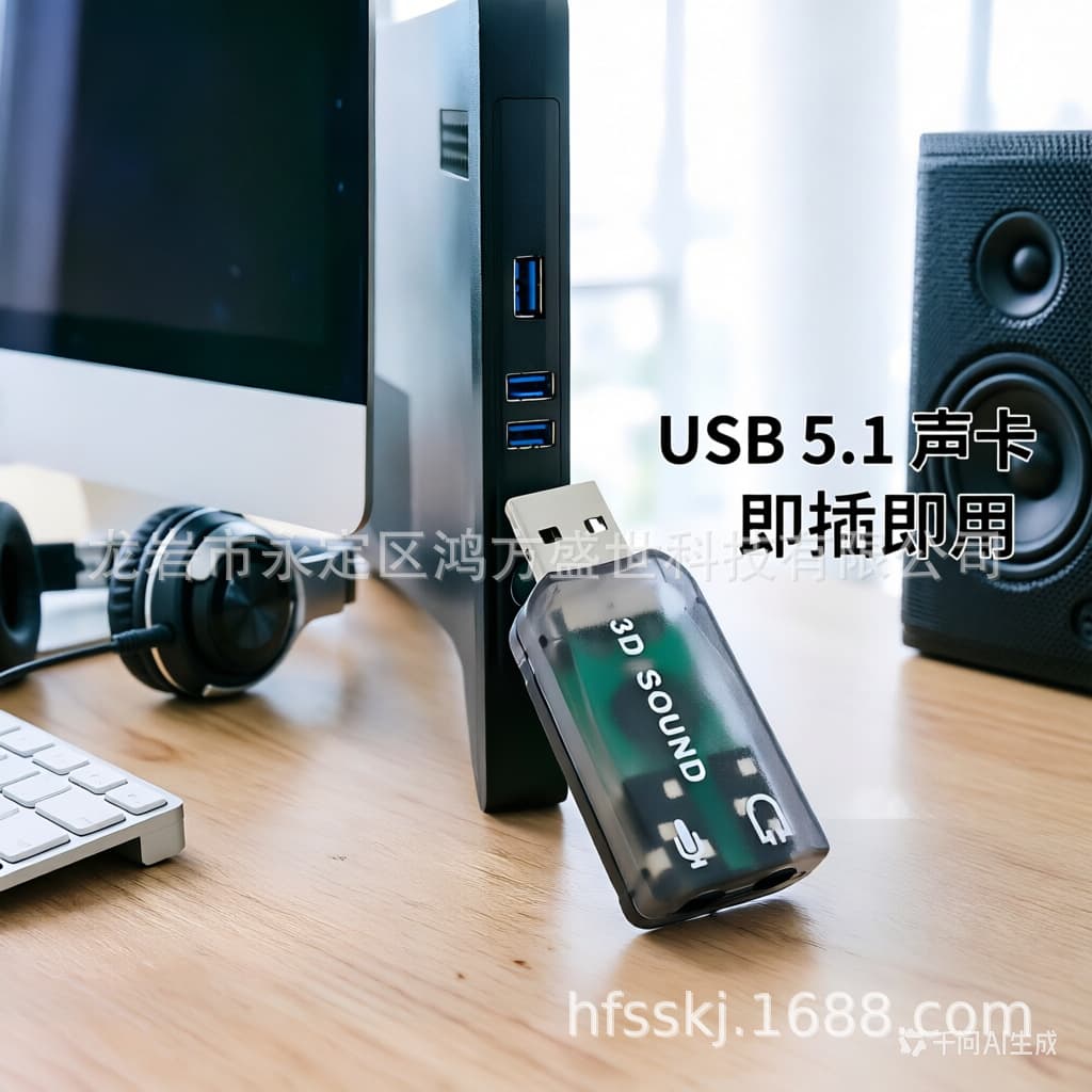 Manufacturer Wholesale USB 5.1 7.1 Wired Sound Card External Sound Card Converter Live Sound Card