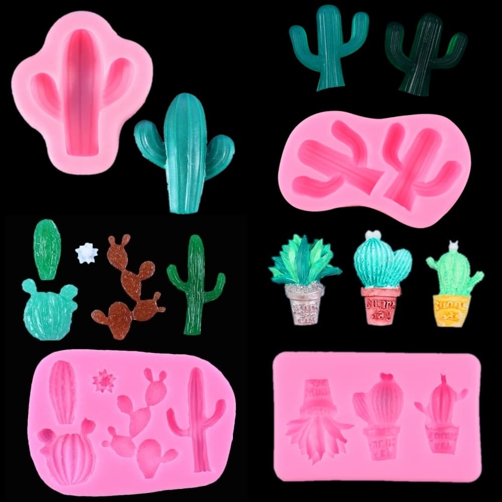 DIY Sugar Cake Decoration Baking Mold - Variety of Cactus Shape Liquid Clay Gypsum Silicone Mold