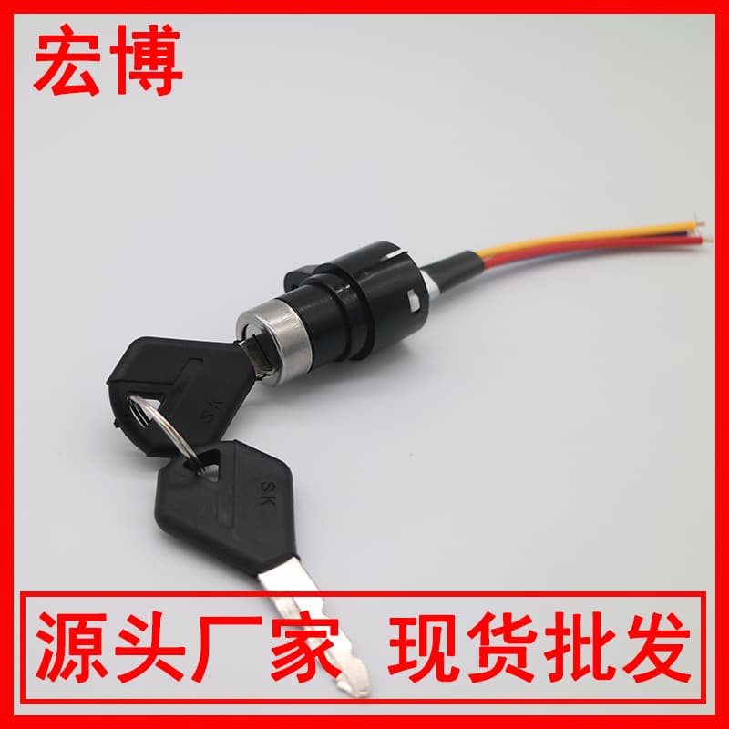 Universal 3-Wire Pure Copper Power Lock for Electric Vehicles and Motorcycles, Factory Wholesale, Small Size for Bicycle Repair Shops