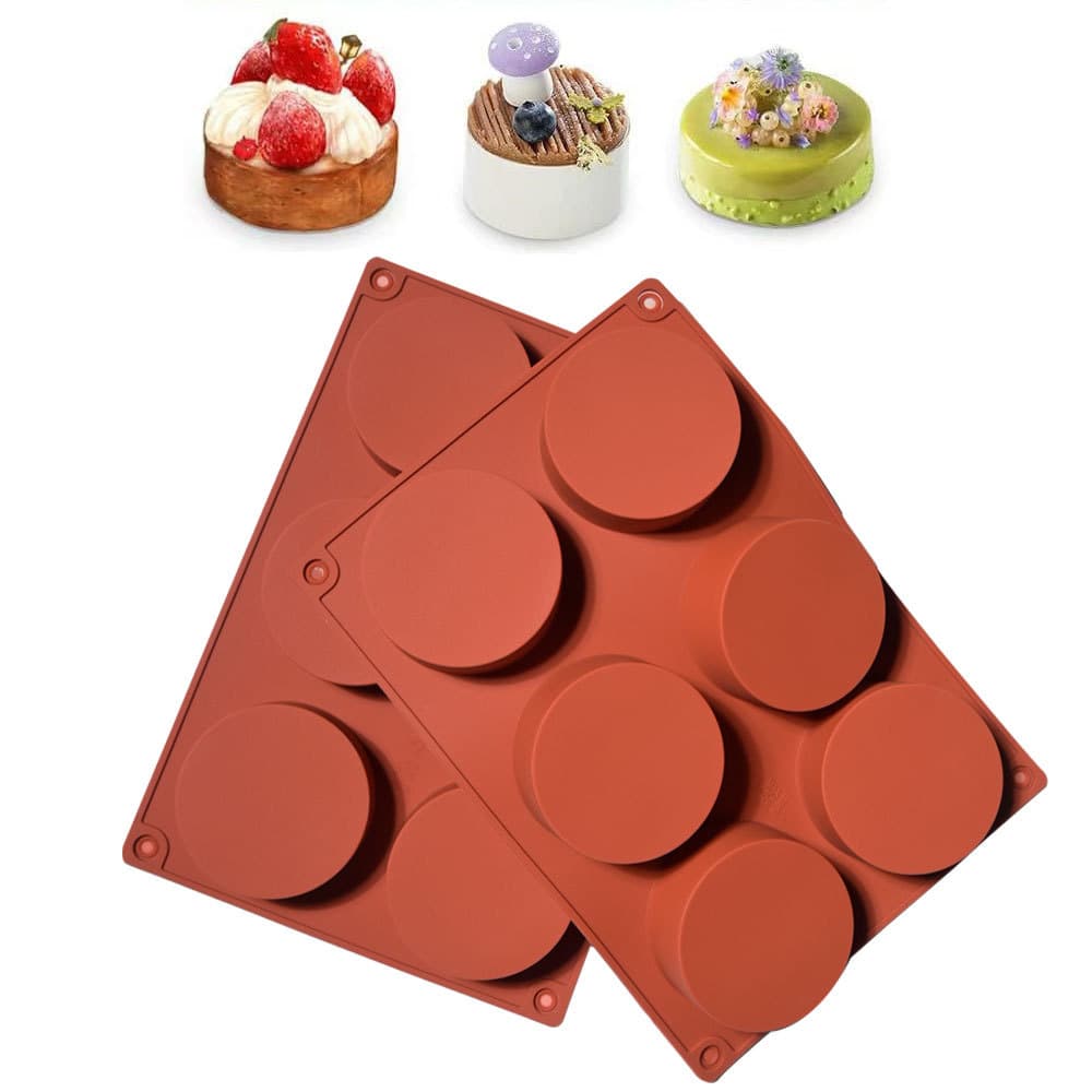 Cross-border Hot Selling 6-Hole Cylindrical Silicone Cake Mold Baking Dessert Cookie Mousse Cake Pan Pastry Tool