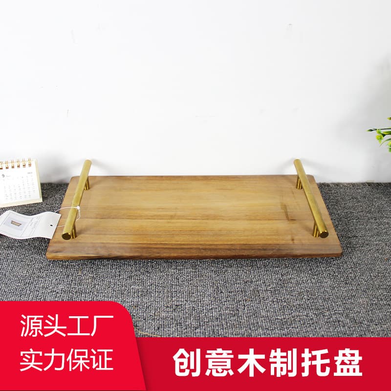 Wooden Luxury Tea Tray with Handle, Breakfast Snack Plate, BBQ Serving Tray, Afternoon Tea Tray, Hotel Fruit Tray
