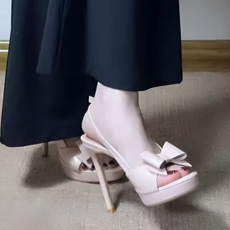 Summer Bow Platform Thin Heel One-Strap Sandals 2026 New Style Black High Heels for Women, Slimming Look