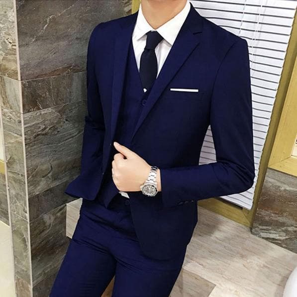 Foreign Trade Men's Groom Suit Three-Piece Korean Slim-Fit Casual Work Suit Cross-Border Menswear