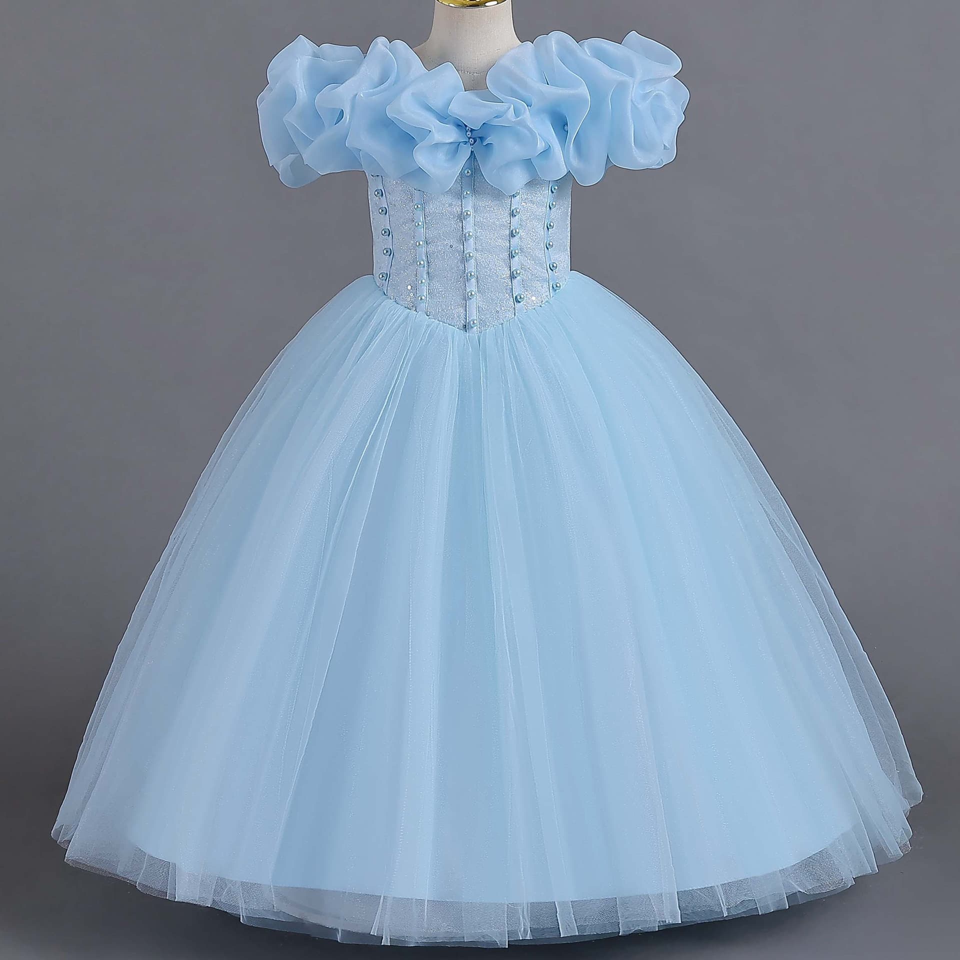 Children's High-End Princess Dress, Tulle Flower Girl Wedding Dress, Puffy Tutu, Elegant Piano Performance Outfit Kid Dress