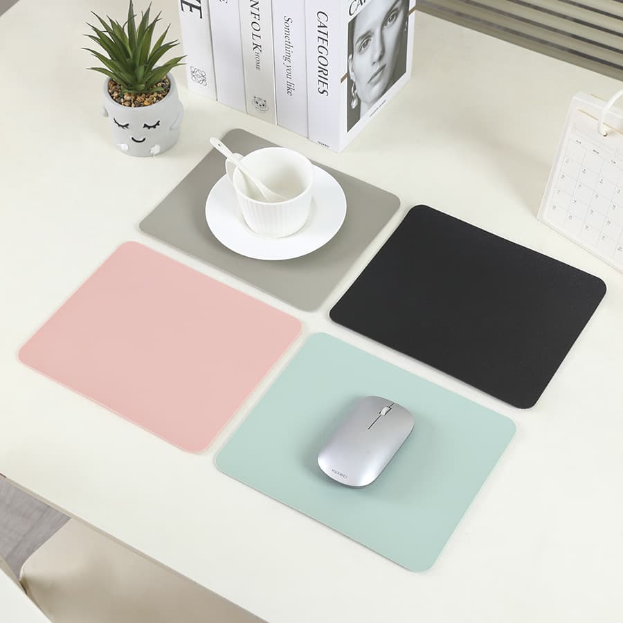 Cross-border Solid Color Leather Mouse Pad Non-slip Heat Insulation Laptop Office Desk Mat Simple Small Mouse Desk Mat