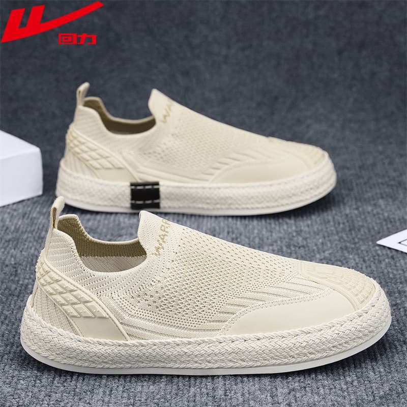 Warrior Men's Shoes 2026 Summer New Casual Sneakers Slip-on Leather Shoes Breathable Mesh