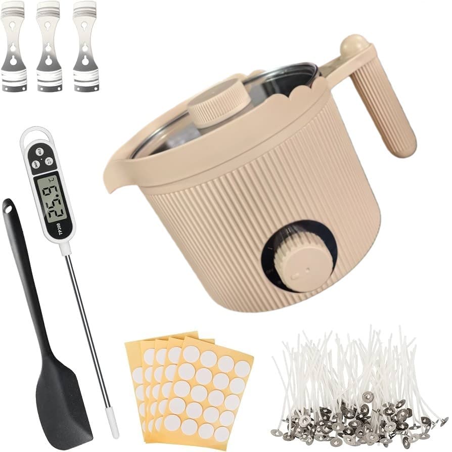 Wax Melter Kit for Candle Making with Thermometer/Wick/Candle Clip, Pouring Pot with Spout