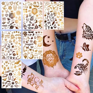 New Cross-Border Henna Gold Foil Tattoo Sticker Stock Hands Feet Arms Tattoo Sticker