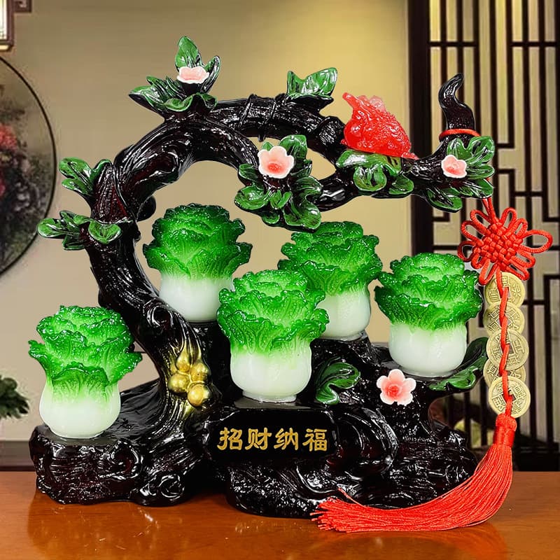 Jade cabbage ornaments TV cabinet office living room entrance wine cabinet home crafts decoration opening gifts