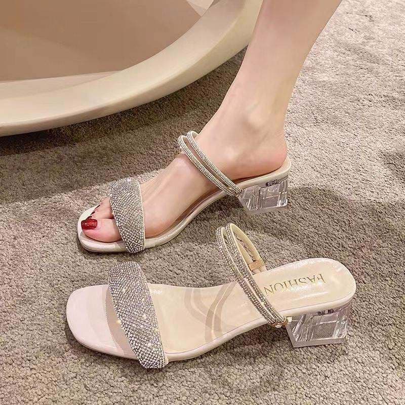 2026 New Korean Style Women's Slide Sandals, Two-Way Wear Mid-Heel Versatile Roman Sandals, Trendy Flat Sandals for Summer Students