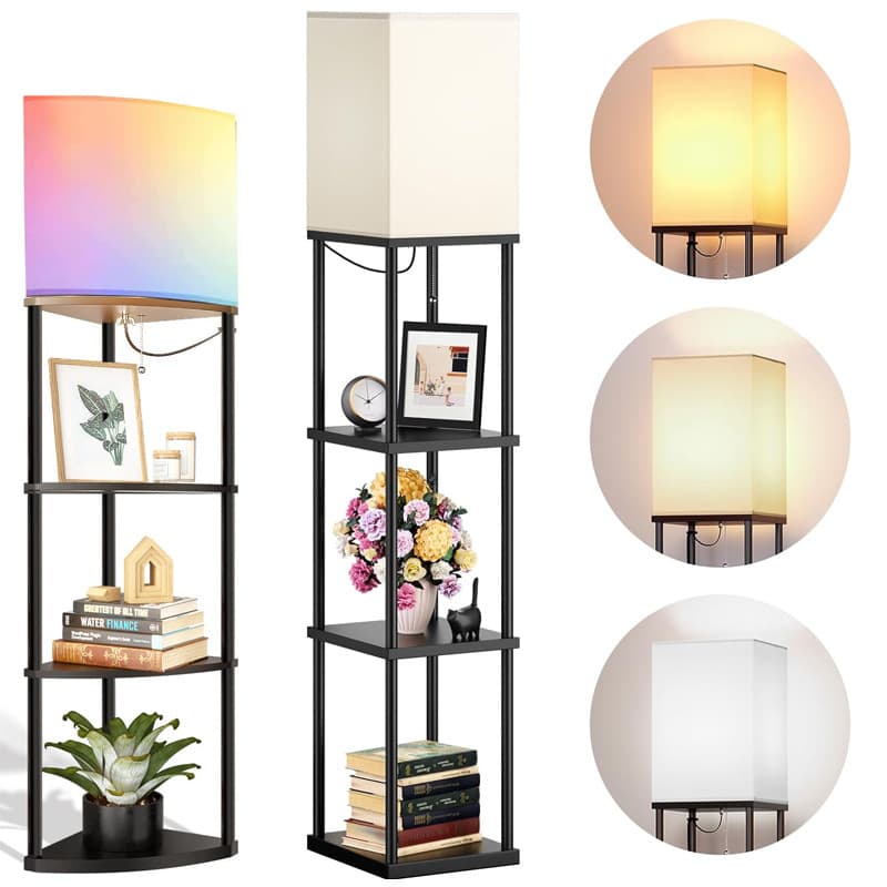 Cross-border floor lamp stand suitable for living room, shelf floor lamp, corner display column light