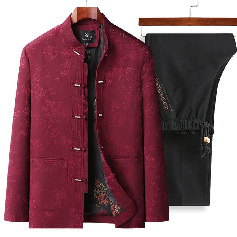 Dad autumn jacket, middle-aged and elderly Tang suit for men, jacket, Chinese-style grandpa set, spring and autumn style elderly clothing for 70-year-olds.