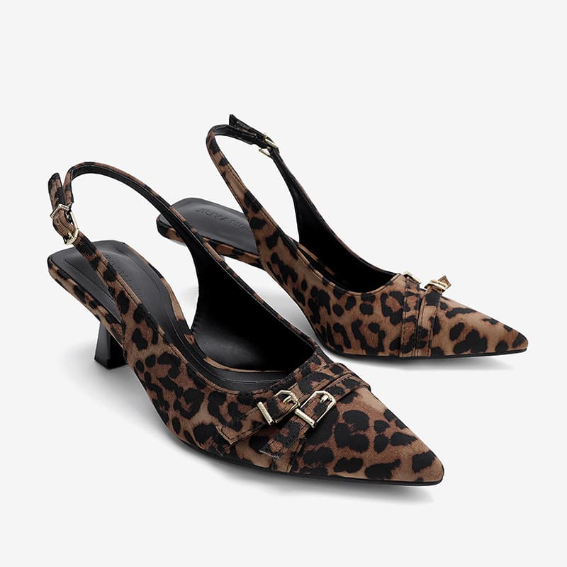 U1R High Heels 2025 New Leopard Print Toe-Toe Stiletto Sandals Kitten Heel Pointed Toe Hollow Back Shoes for Women
