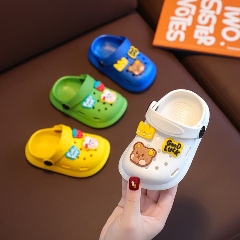 Children's Summer Slippers, Cute Fruit Pattern, Soft Sole Non-Slip Indoor, Toddler Boys Girls, Closed Toe Sandals, Clog Style
