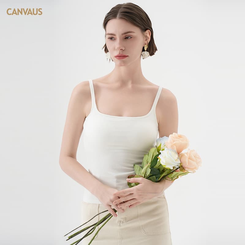 European and American Cross-Border Slim Fit Top Solid Color Camisole Vest Fashionable Sweet Body-Hugging Daily Style
