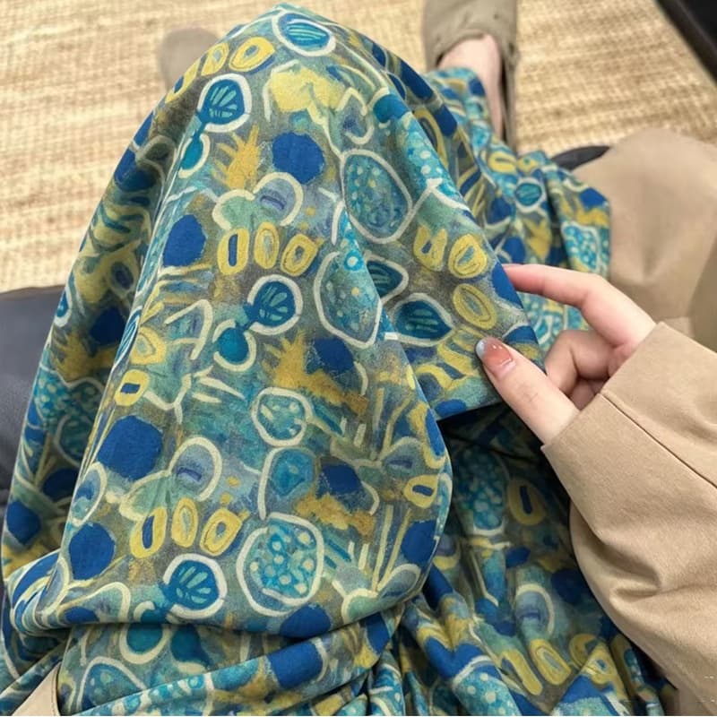 Women's Cotton Silk Pants Summer Thin Style 2026 New Plus Size Straight Floral Casual Pants Artificial Cotton Mosquito-Repellent Pants Home Sleep Pants