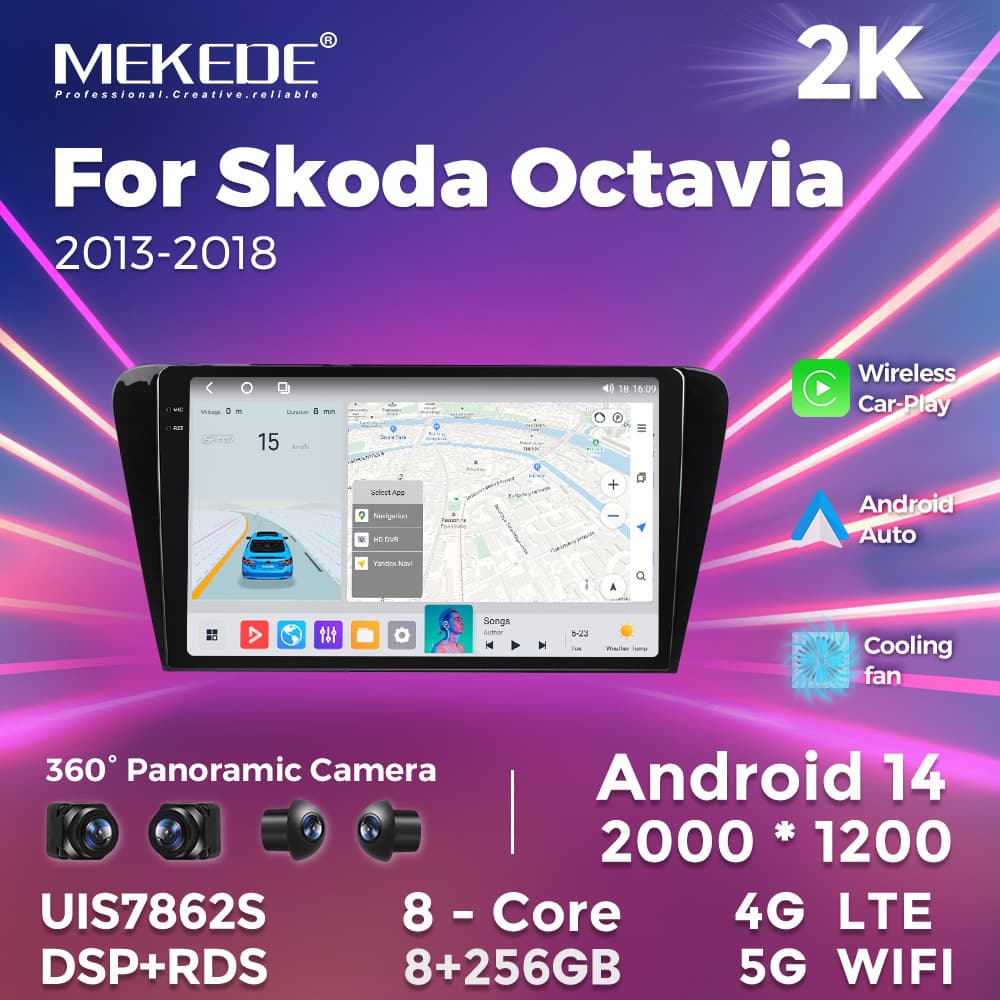 Compatible with 15-22 Skoda Octavia Large Screen Android Car Central Control GPS Navigation