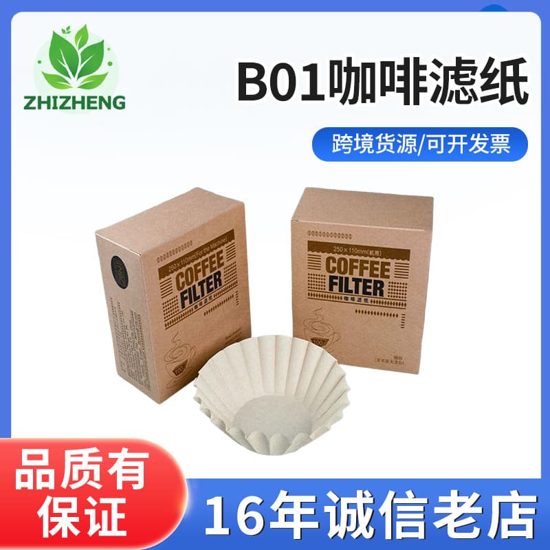 B01 coffee filter paper bowl-shaped wood fiber filter paper for hand brewing coffee, natural/white - Shanghai.