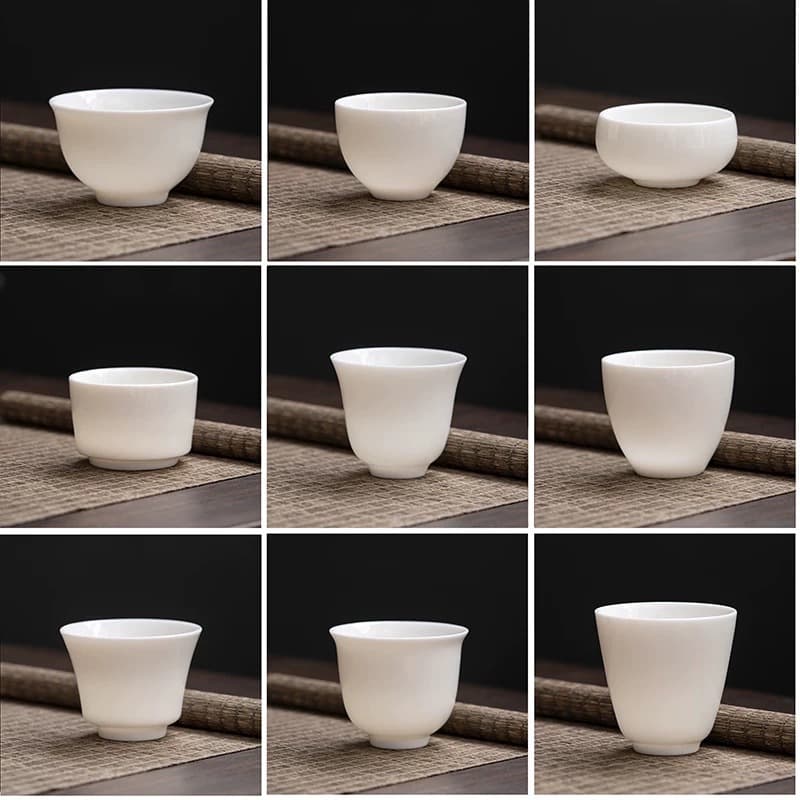 Handmade Mutton Fat White Porcelain Kung Fu Tea Cup, Ceramic Small Tasting Cup, Dehua White Porcelain Tea Set