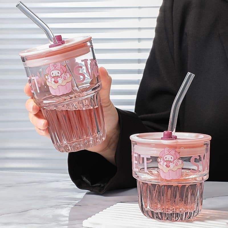 Straw Cup for Women, High Appearance Glass Cup, Heat-Resistant Coffee Cup, Portable Beverage Juice Cup, Household Water Cup
