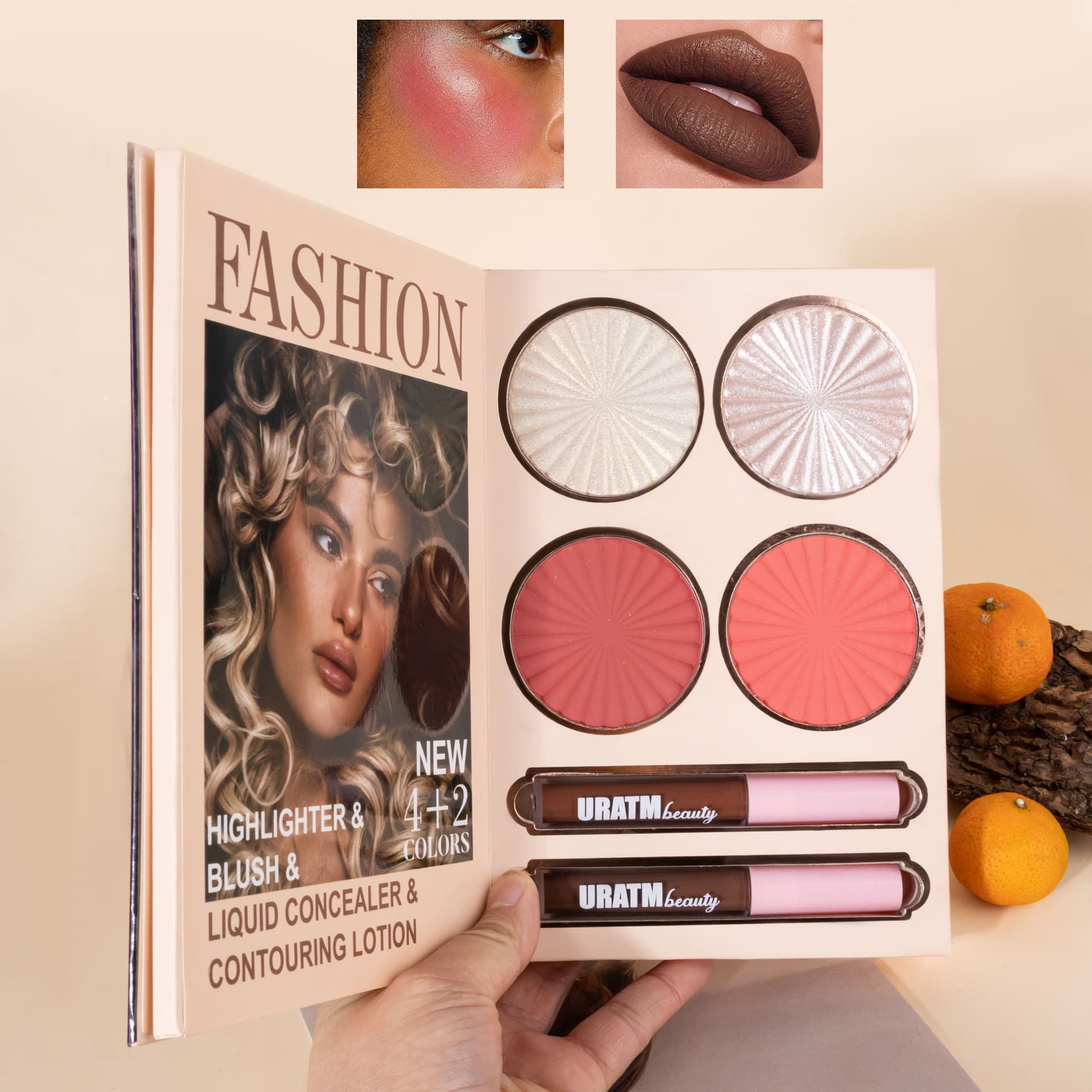 Foreign trade and cross-border best-selling 30-color book-style 2-page eyeshadow palette with matte and pearlescent blush, highlighter, and lip gloss all in one makeup set.