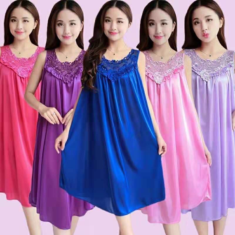 Women's Summer Ice Silk Nightgown New Loose Luxury Sexy High-End Korean Style Thin Silk Pajamas Homewear